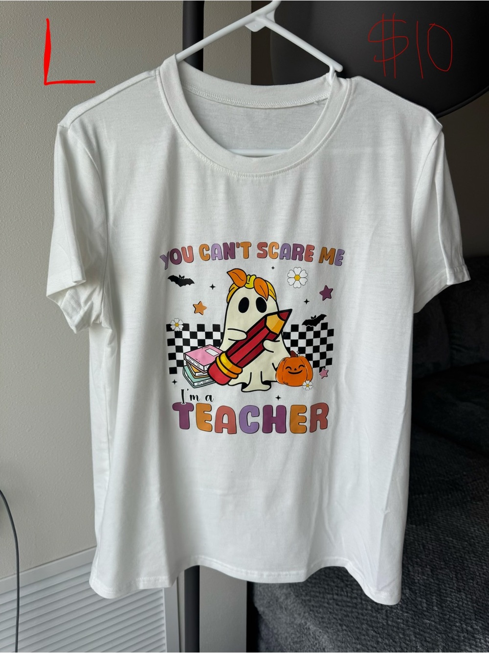 Teacher Halloween Graphic Tee - White